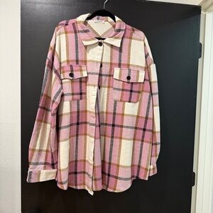 In'Voland Pink and Cream Plaid Top